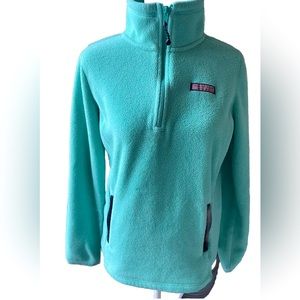 Vintage Vines Size Small Turquoise Fleece Pullover With Pockets